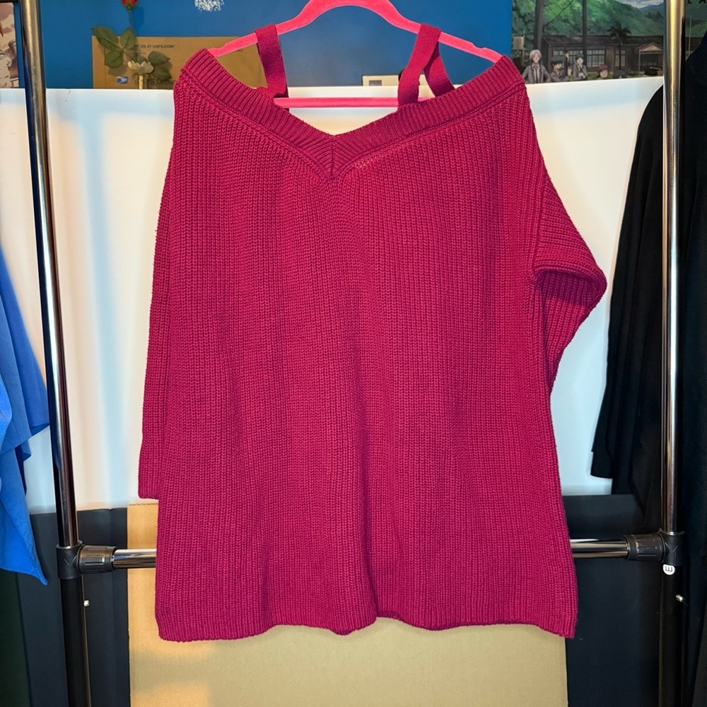 Torrid size (22/24) Burgundy Off-Shoulder Sweater - Picture 10 of 11